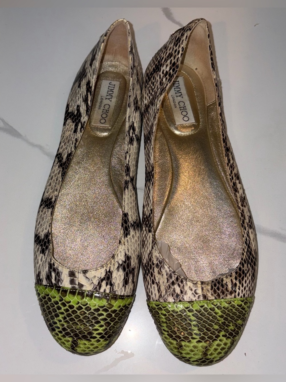 Jimmy Choo Snakeskin Flats 40